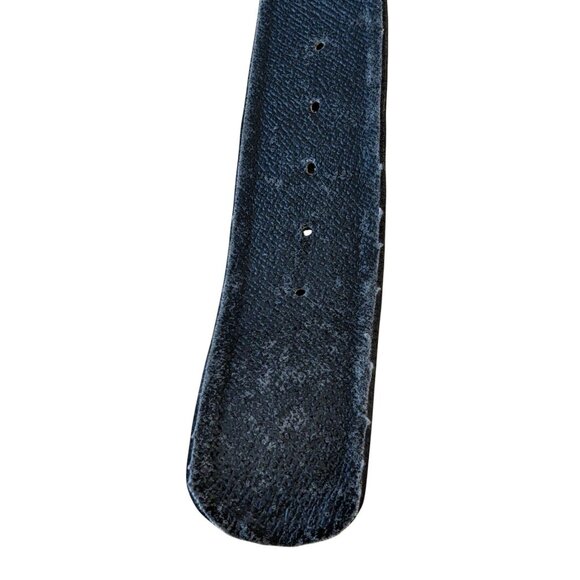 Vintage Womens Leather Belt Black Velvet Upper 28 in- 32 in Gold Buckle Med Wide - Picture 6 of 6